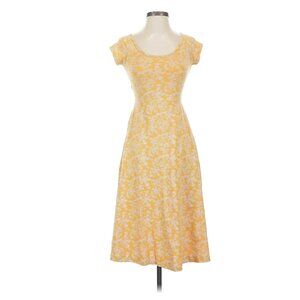 Pact fit and flare crossback yellow floral dress Extra Small XS cap sleeve